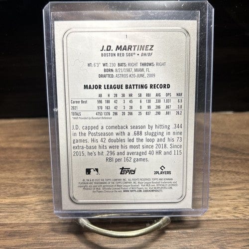 2022 Bowman Platinum Ice Foilboard J.D. Martinez Boston Red Sox Baseba