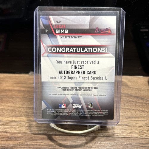 2018 Topps Finest Blue Refractor Auto #FA-LSI Lucas Sims Atl Braves\Re