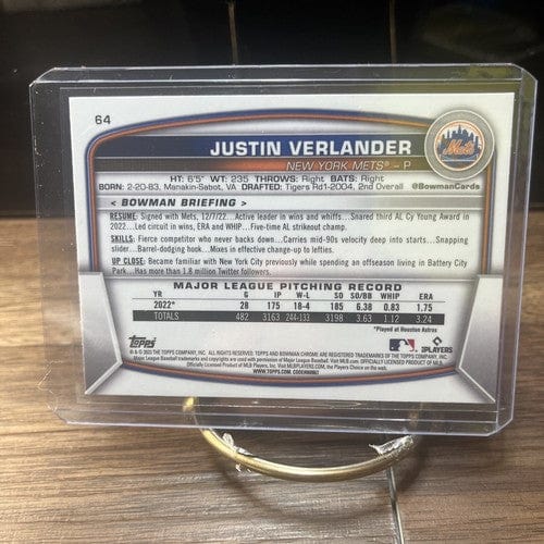 Justin Verlander 2023 Bowman Chrome Mega/Mojo Refractor #64 New York M