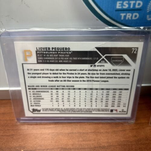 Liover Peguero Logofractor Lot(2)2023 Topps Chrome Yellow Logofractor