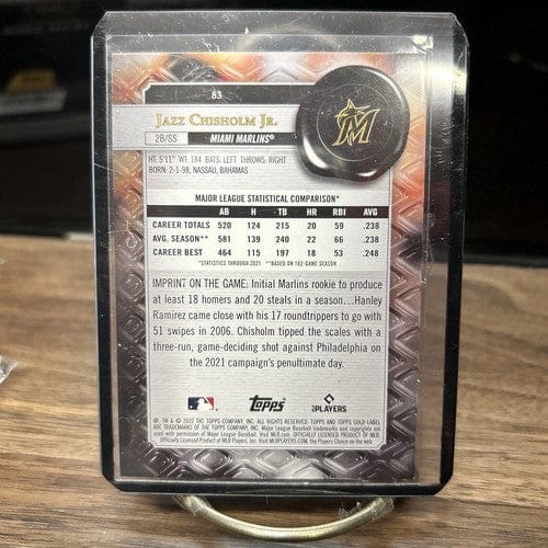 2022 Topps Gold Label Baseball #83 Jazz Chisholm Jr. Class 1 Miami Mar
