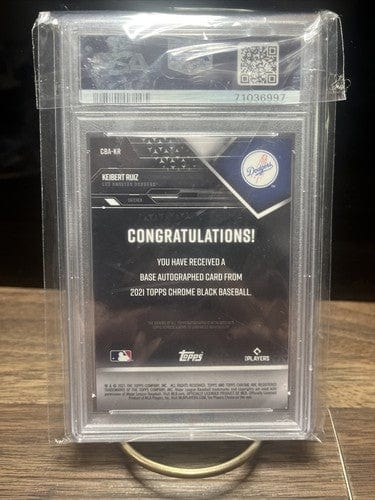 Keibert Ruiz Autographed RC PSA Graded 9 2021 Topps Blk Chrome L Angel
