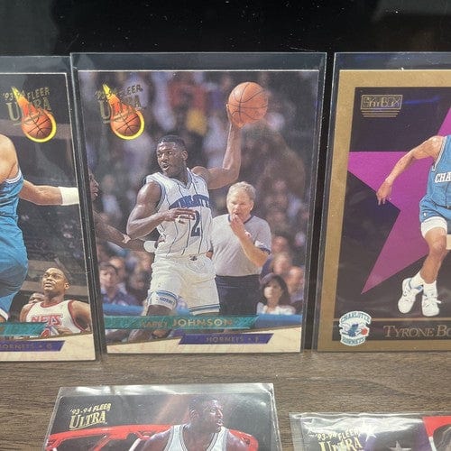 Charlotte Hornets 90’s 6 Card Lot A. Mourning RC,L . Johnson, D. Cur
