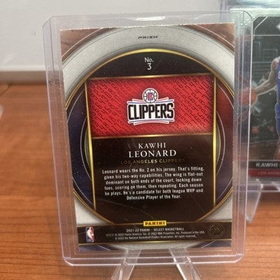 2021-22 Panini Select - Select Numbers Kawhi Leonard #3 Silver Prizm