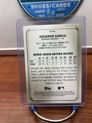 Eduardo Garcia 2022 Bowman Platinum Emearld Ice foil #TOP-88 Brewers