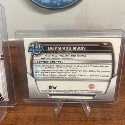 Bijan Robinson 2022 Bowman Chrome U #70 22 Leaf Draft #01 Falcons Long