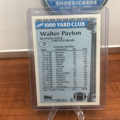 Walter Payton 1987 Topps 1000 Yard Club #7 Chicago Bears Football Card