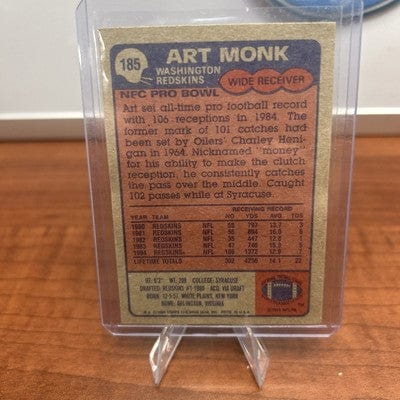 1985 Topps Football Art Monk #185 HOF Set Break NM