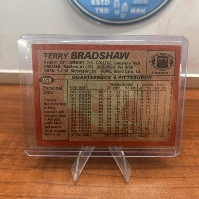 Terry Bradshaw 1983 Topps Pittsburgh Steelers Football Card #358