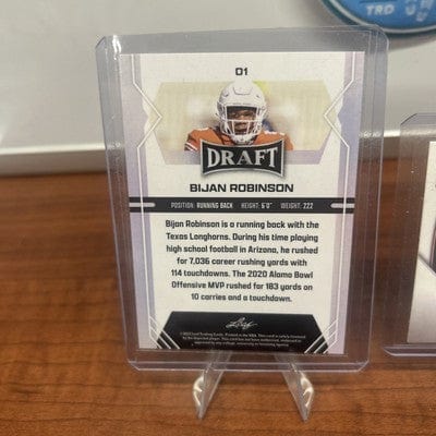 Bijan Robinson 2022 Bowman Chrome U #70 22 Leaf Draft #01 Falcons Long