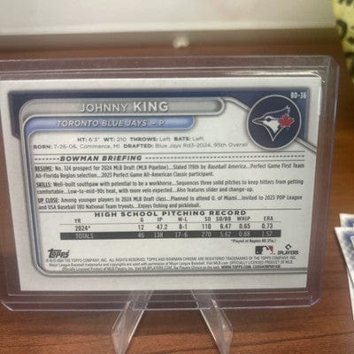 Johnny King 2024 Bowman Draft Chrome 1st Bowman #BDC-36 Blue Jays + B