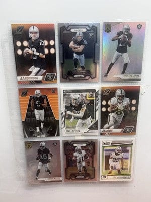 Oakland Las Vegas Raider Football Lot(9) 2024 Donruss Elite ,2023 Pani