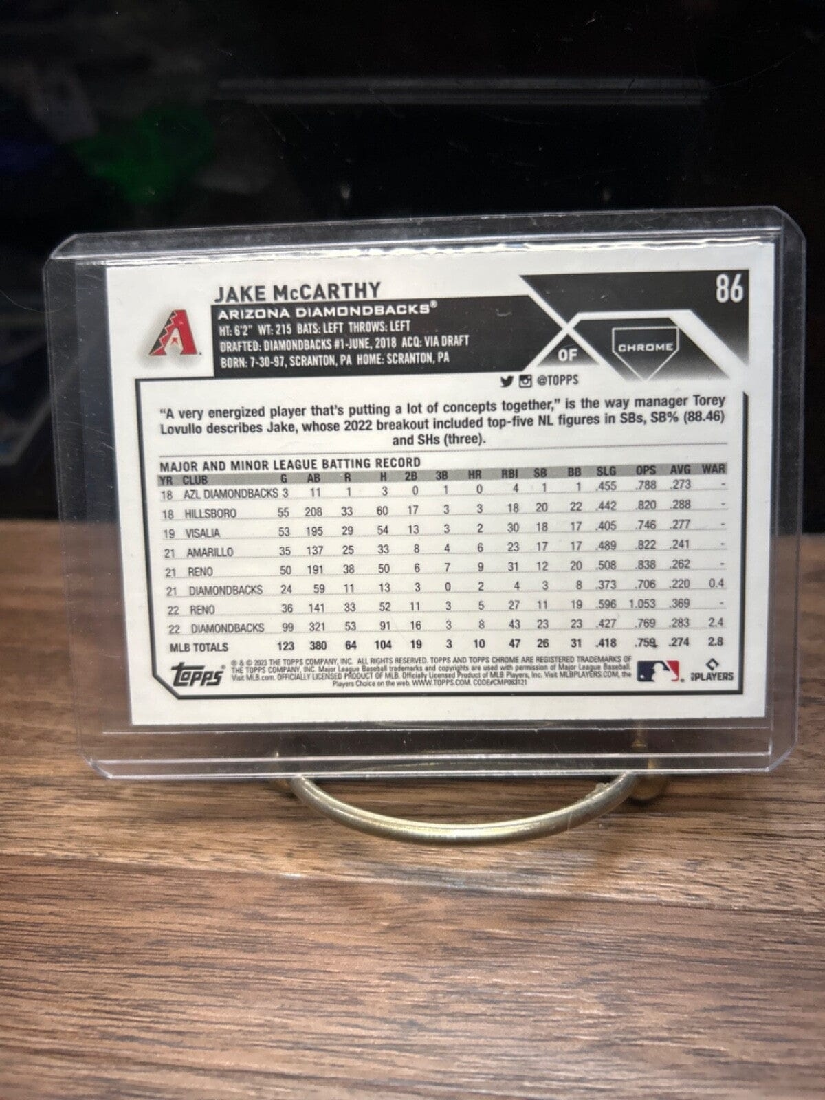 2023 Topps Chrome Jake McCarthy Sepia Refractor #86 Arizona Diamondbac