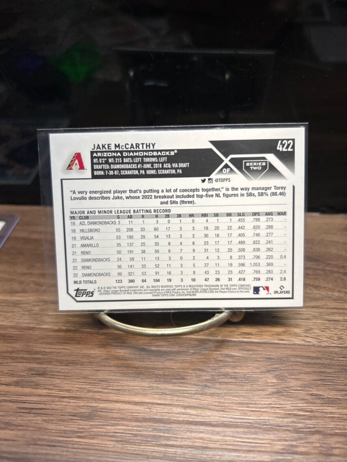 2023 Topps Series 2 Jake McCarthy Future Stars 422 Arizona Diamondbac