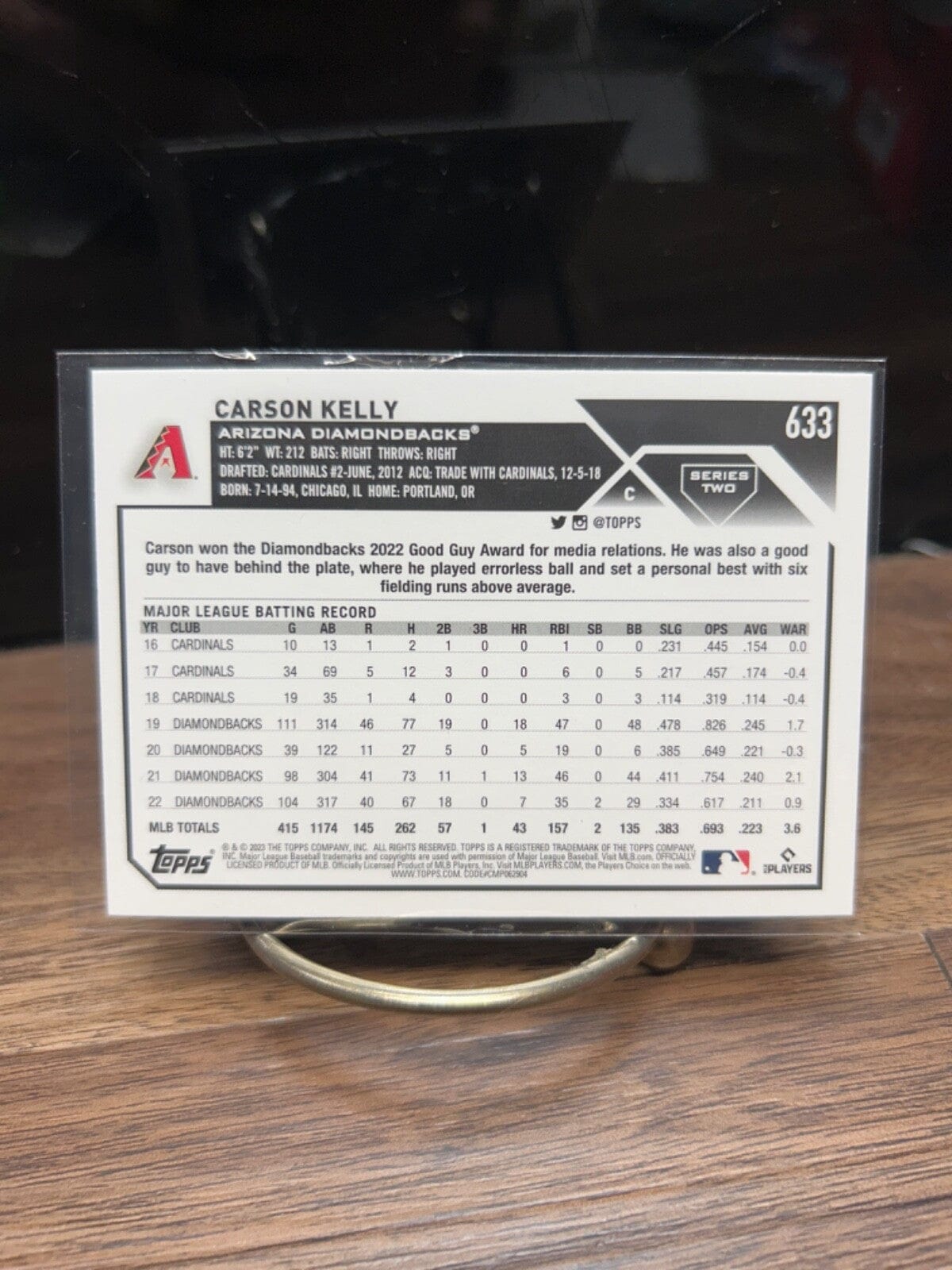 Carson Kelly 2023 Topps Series 2 Baseball Card #633 Arizona Diamondb