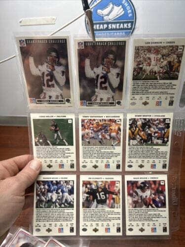 Cheap Sneaks Footwear/Sports Cards 1991 Donmino’s Pizza Upper Deck NFL Quarterback Challenge Lot Of 11