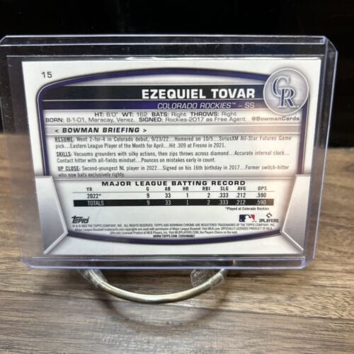 Cheap Sneaks Footwear/Sports Cards 2023 Bowman Chrome Mega Ezequiel Tovar #15 Mojo RC Rookie Rockies