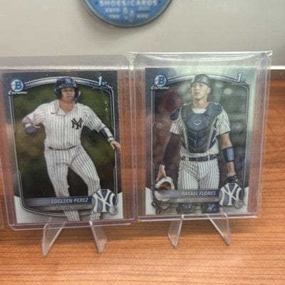 Cheap Sneaks Footwear/Sports Cards 2025 Bowman Chrome Baseball Yankees Lot Jones BTB-59, Perez BCP-80,Flo