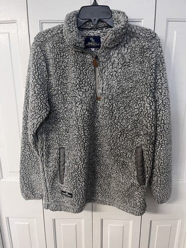 Cheap Sneaks Footwear/Sports Cards Apparel Women Simply Southern Faux Fur Gray Quarter Zip Pullover, size S