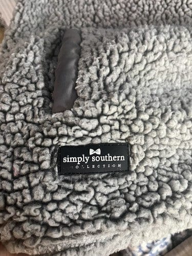Cheap Sneaks Footwear/Sports Cards Apparel Women Simply Southern Faux Fur Gray Quarter Zip Pullover, size S