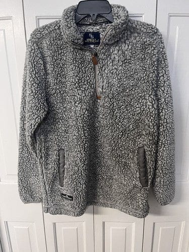 Cheap Sneaks Footwear/Sports Cards Apparel Women Simply Southern Faux Fur Gray Quarter Zip Pullover, size S