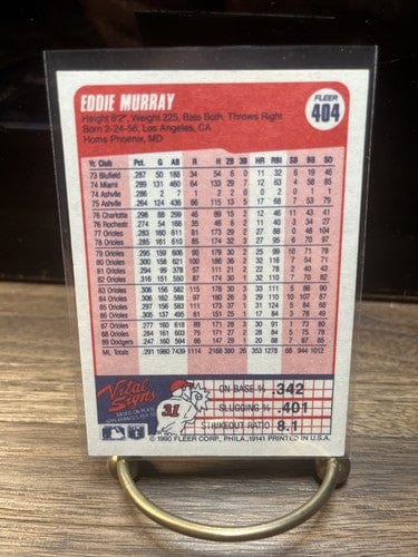 Cheap Sneaks Footwear/Sports Cards Baseball Card 1990 Fleer Baseball #404 - Eddie Murray - Los Angeles Dodgers