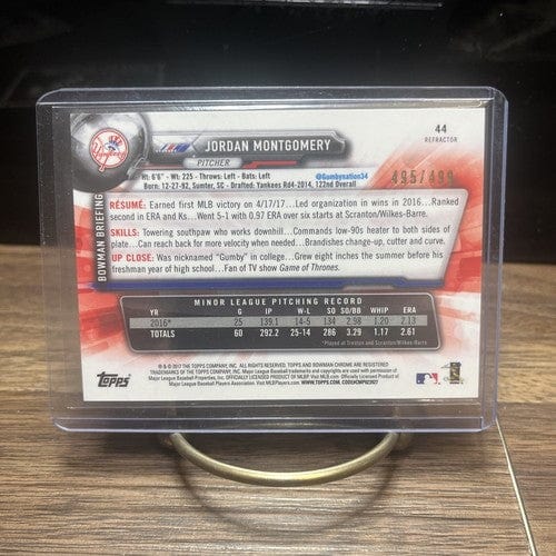 Cheap Sneaks Footwear/Sports Cards Baseball Card 2017 Bowman Chrome Refractor #44 Jordan Montgomery Yankees 495/499 RC