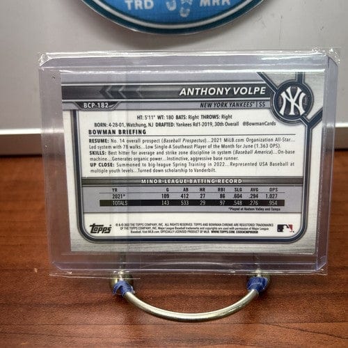 Cheap Sneaks Footwear/Sports Cards Baseball Card 2022 Bowman Chrome Anthony Volpe Mega Box Mojo Refractor #BCP-182 Yank