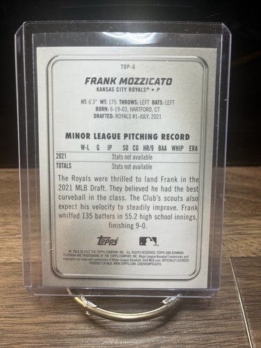 Cheap Sneaks Footwear/Sports Cards Baseball Card 2022 BOWMAN PLATINUM FRANK MOZZICATO TOP PROSPECT CARD #TOP-6 KANSAS C