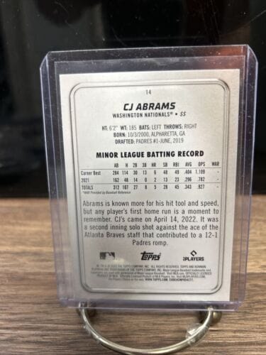 Cheap Sneaks Footwear/Sports Cards Baseball Card 2022 Bowman Platinum Ice Foil CJ Abrams RC #14, Washington Nationals