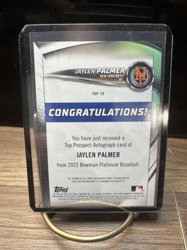Cheap Sneaks Footwear/Sports Cards Baseball Card 2022 BOWMAN PLATINUM JAYLEN PALMER AUTO #TOP-74 METS TOP PROSPECT AUTO