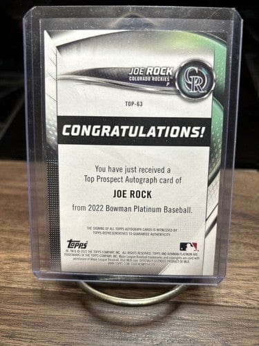 Cheap Sneaks Footwear/Sports Cards Baseball Card 2022 Bowman Platinum Top Prospect AUTO Joe Rock #TOP-63 (Colorado Rock