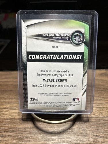 Cheap Sneaks Footwear/Sports Cards Baseball Card 2022 Bowman Platinum Top Prospects #TOP-36 McCade Brown Auto Colorado
