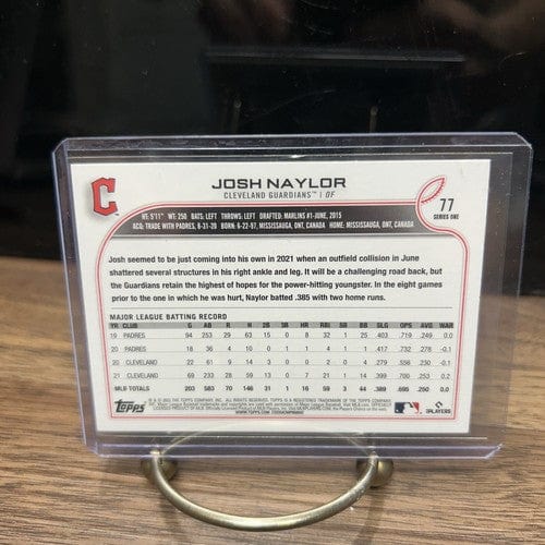 Cheap Sneaks Footwear/Sports Cards Baseball Card 2022 Topps #77 Josh Naylor Cleveland Guardians