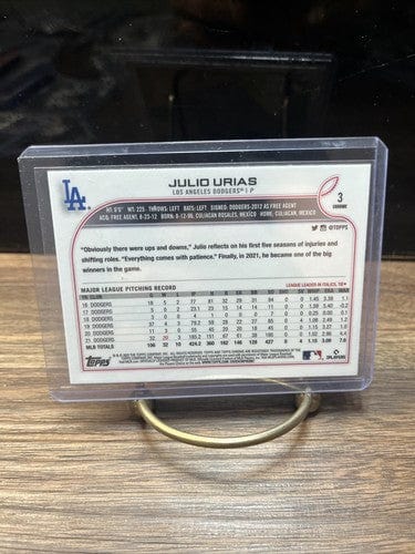 Cheap Sneaks Footwear/Sports Cards Baseball Card 2022 Topps Chrome #3 Julio Urias - Los Angeles Dodgers