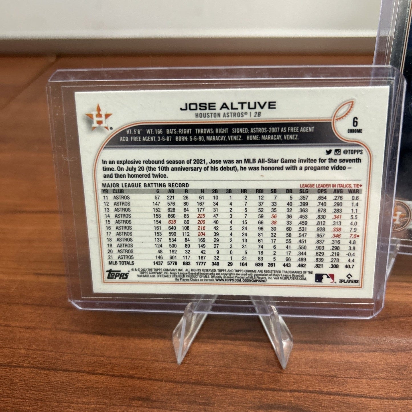 Cheap Sneaks Footwear/Sports Cards Baseball Card 2022 Topps Chrome Base #6 Jose Altuve - Houston Astros