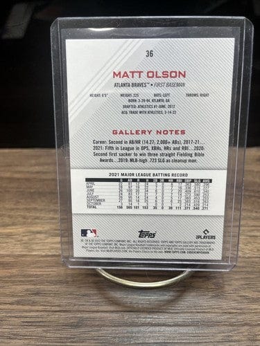 Cheap Sneaks Footwear/Sports Cards Baseball Card 2022 Topps Gallery Baseball Matt Olson Atlanta Braves Card #36