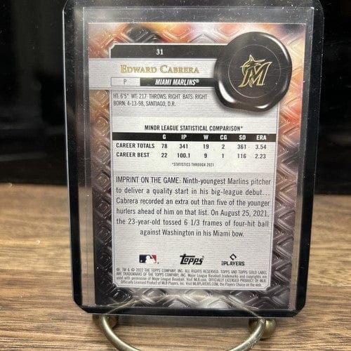 Cheap Sneaks Footwear/Sports Cards Baseball Card 2022 Topps Gold Label #31 Edward Cabrera Miami Marlins Rookie Class 1