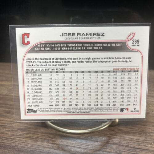 Cheap Sneaks Footwear/Sports Cards Baseball Card 2022 Topps Series 1 Baseball Jose Ramirez Base #269 Cleveland Guardian