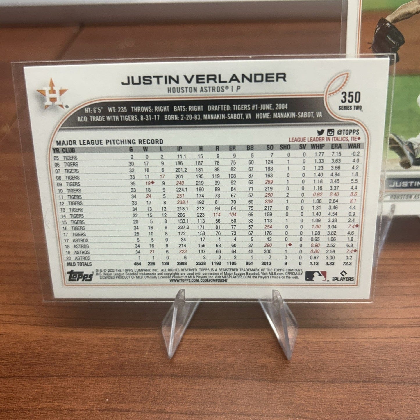 Cheap Sneaks Footwear/Sports Cards Baseball Card 2022 Topps Series 2 #350 Justin Verlander Houston Astros