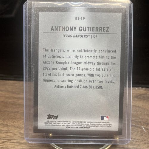 Cheap Sneaks Footwear/Sports Cards Baseball Card 2023 Bowman #BS-19 Anthony Gutierrez Bowman Spotlight - Texas Rangers