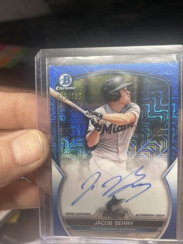 Cheap Sneaks Footwear/Sports Cards Baseball Card 2023 Bowman Chrome Blue Mojo Refractor Jacob Berry Auto #’d 025/150