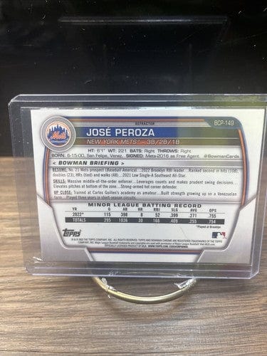 Cheap Sneaks Footwear/Sports Cards Baseball Card 2023 Bowman Chrome Jose Peroza Lunar Glow Refractor New York Mets #BCP