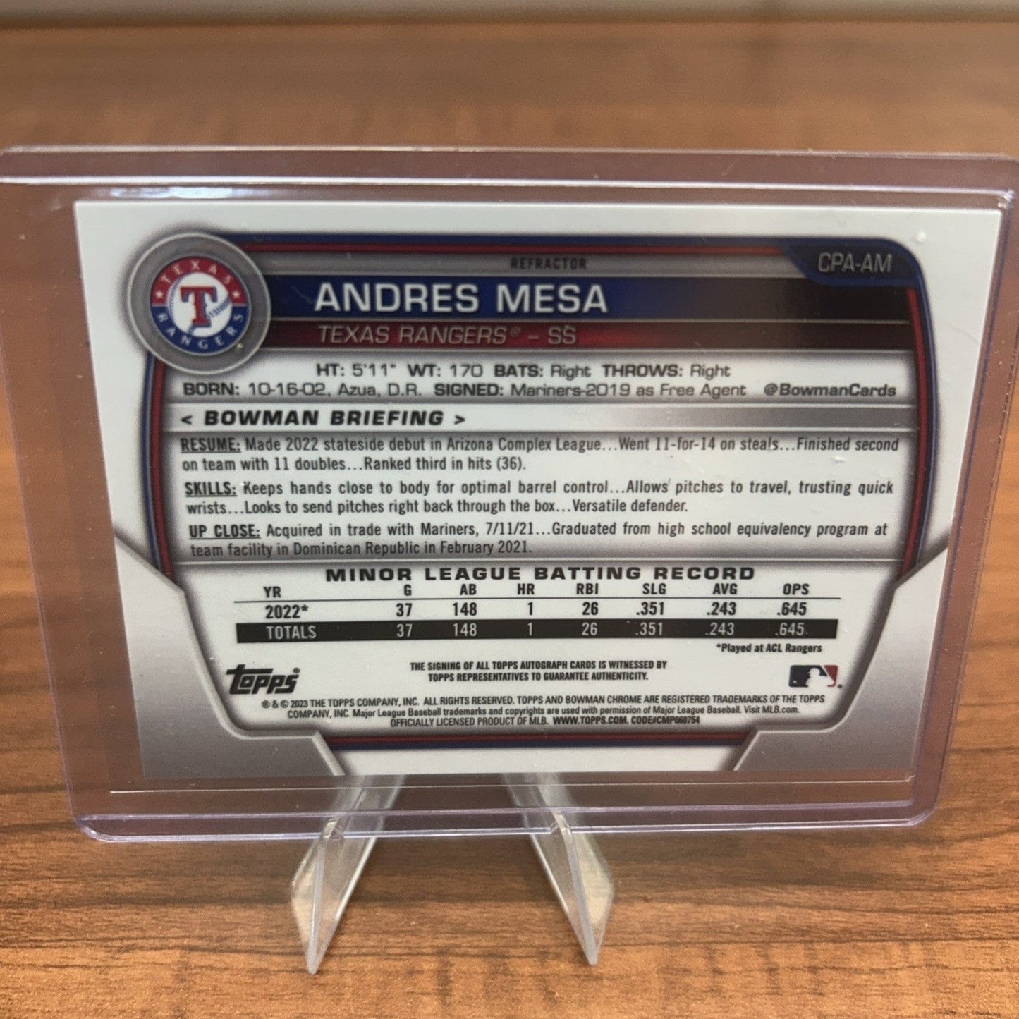 Cheap Sneaks Footwear/Sports Cards Baseball Card 2023 Bowman Chrome Prospects Autographs Refractor /499 #CPA-AM Andres