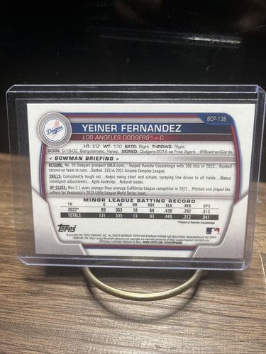 Cheap Sneaks Footwear/Sports Cards Baseball Card 2023 Bowman Chrome Prospects #BCP-138 Yeiner Fernandez - Los Angeles