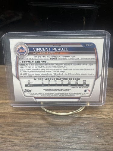 Cheap Sneaks Footwear/Sports Cards Baseball Card 2023 Bowman Chrome Vincent Perozo 1st Bowman Refractor Auto 34/499 Met