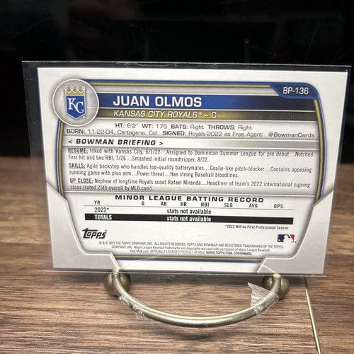 Cheap Sneaks Footwear/Sports Cards Baseball Card 2023 Bowman Juan Olmos #BP-136 Prospects 1st Bowman Kansa City Royals