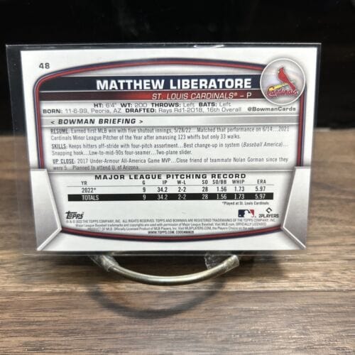 Cheap Sneaks Footwear/Sports Cards Baseball Card 2023 Bowman Matthew Liberatore #48 RC St. Louis Cardinals Baseball Ca