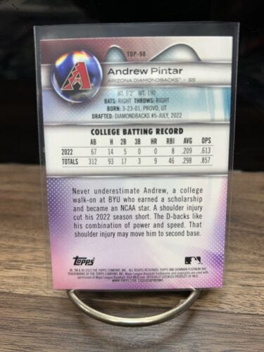 Cheap Sneaks Footwear/Sports Cards Baseball Card 2023 Bowman Platinum Baseball #TOP-98 Andrew Pintar Arizona Diamondbac