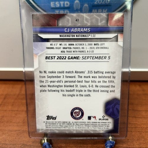 Cheap Sneaks Footwear/Sports Cards Baseball Card 2023 Bowman's Best #41 CJ Abrams Washington Nationals